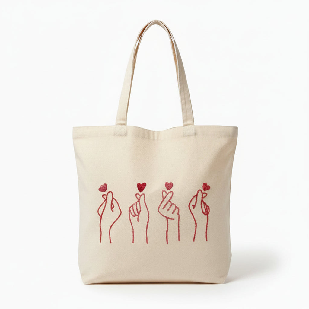 Korean Hearts Tote Bag